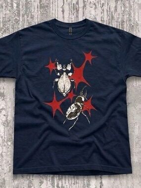Beetle Tee with Red Starbursts Graphic T-Shirt